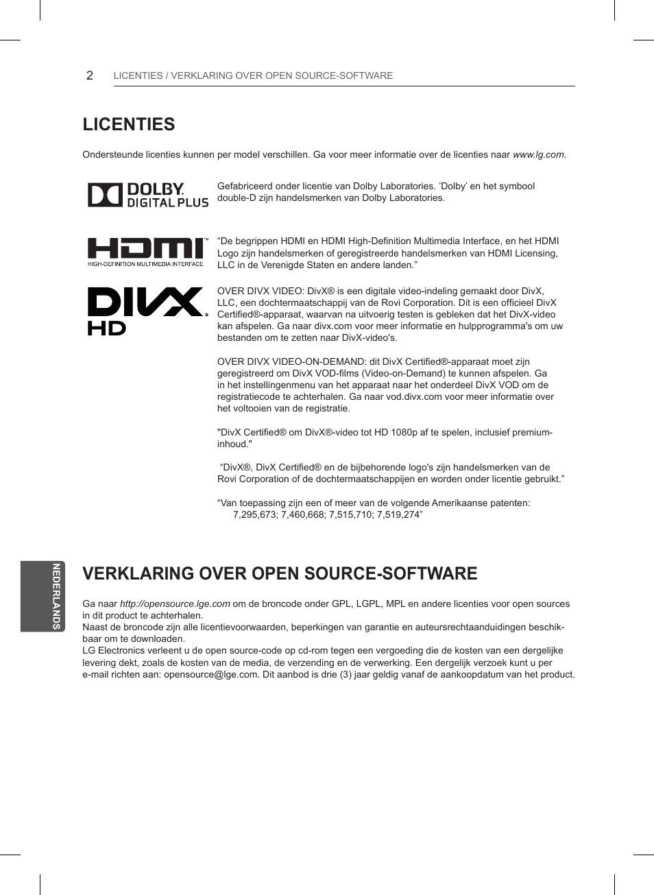 Licenties, Verklaring over open source-software | LG 32LB561B User Manual | Page 199 / 291