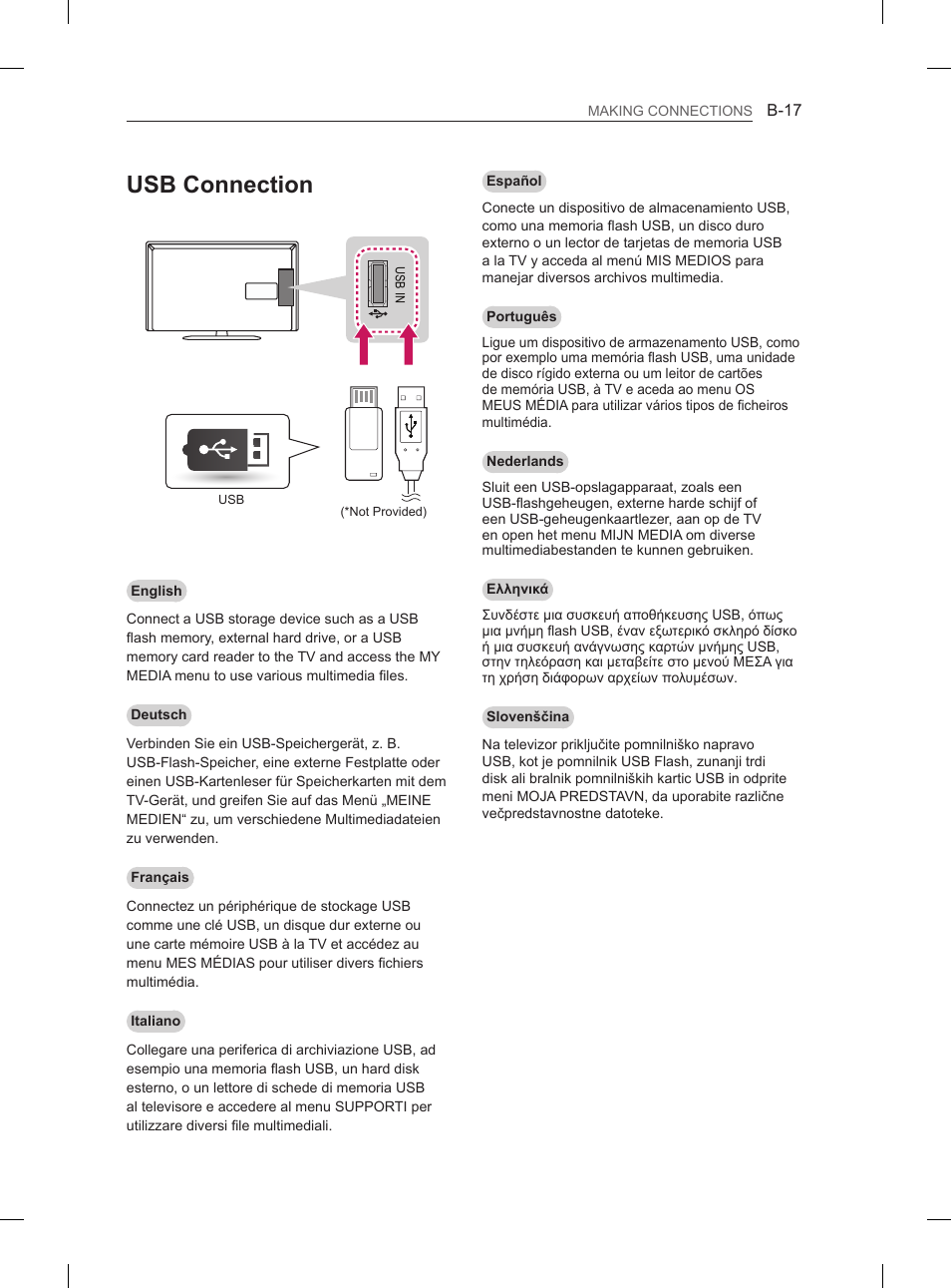 Usb connection | LG 47LN5400 User Manual | Page 238 / 253