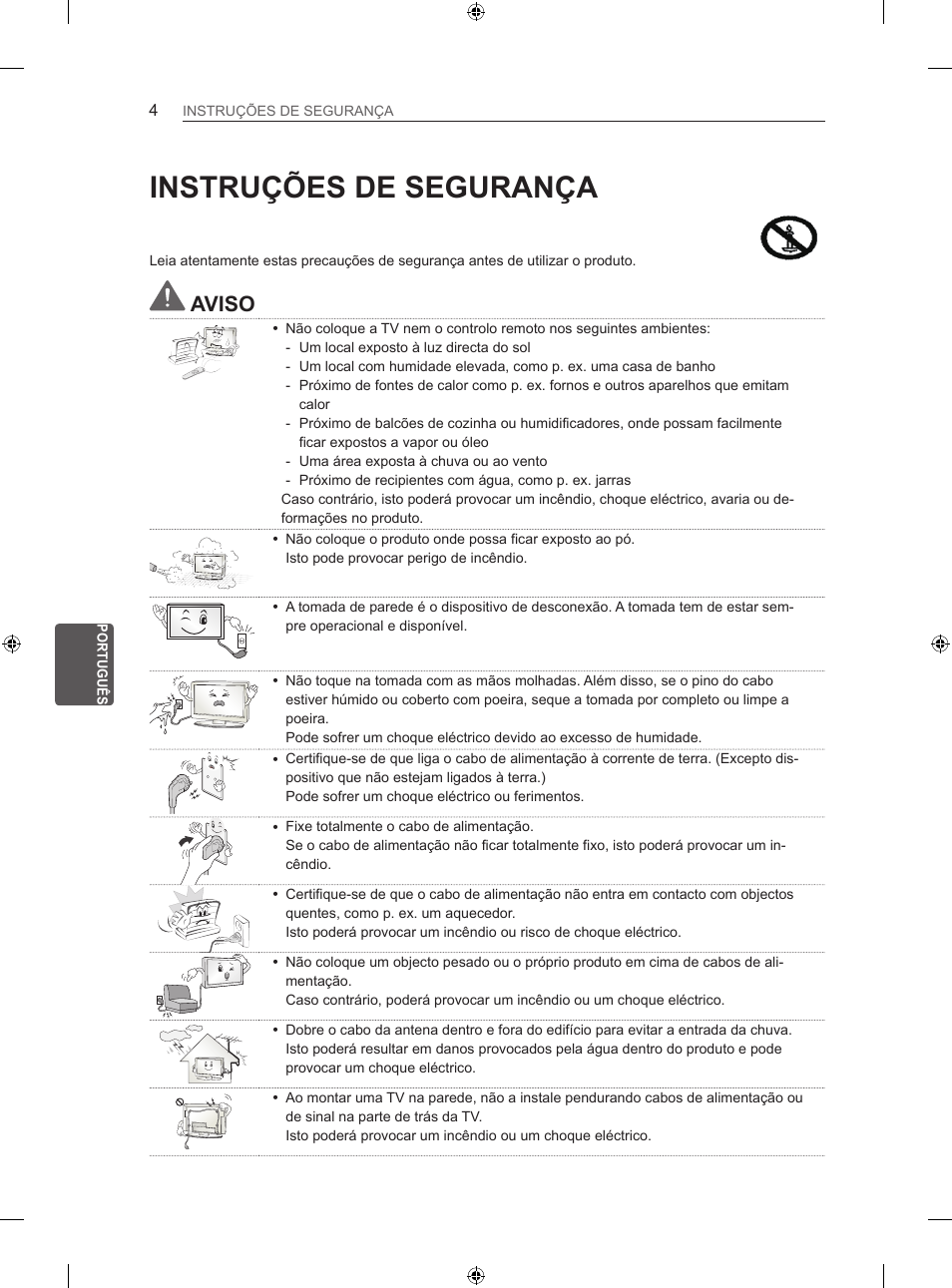 Instruções de segurança, Aviso | LG 42LA620S User Manual | Page 168 / 328