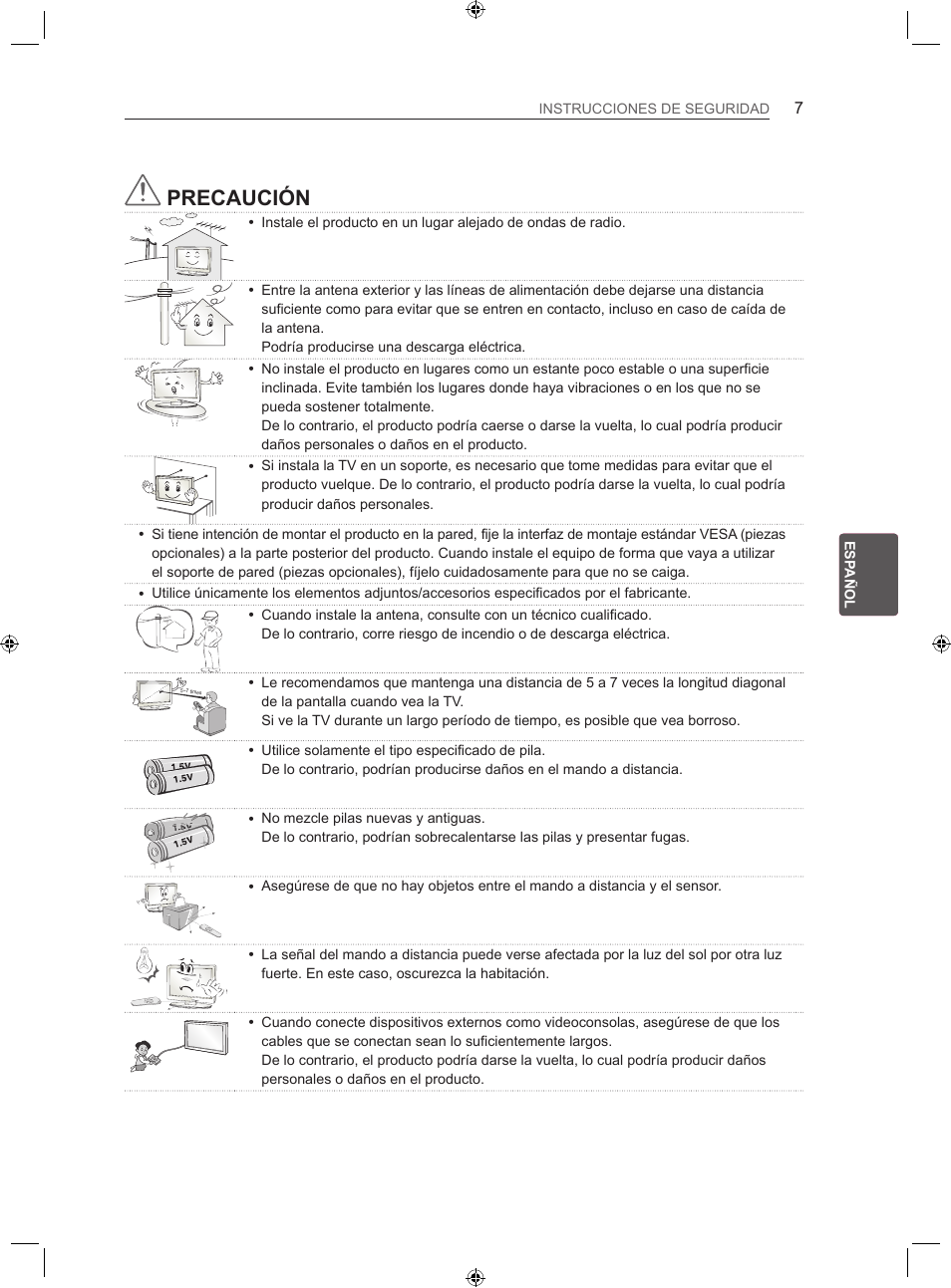 Precaución | LG 22LS3500-ZA User Manual | Page 103 / 198