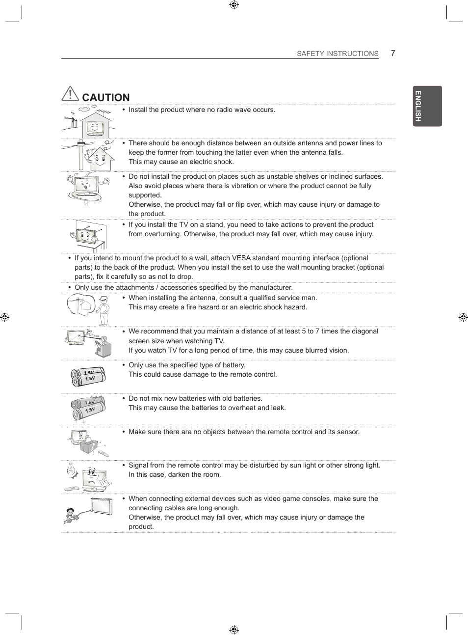 Caution | LG 22LS3500-ZA User Manual | Page 15 / 198