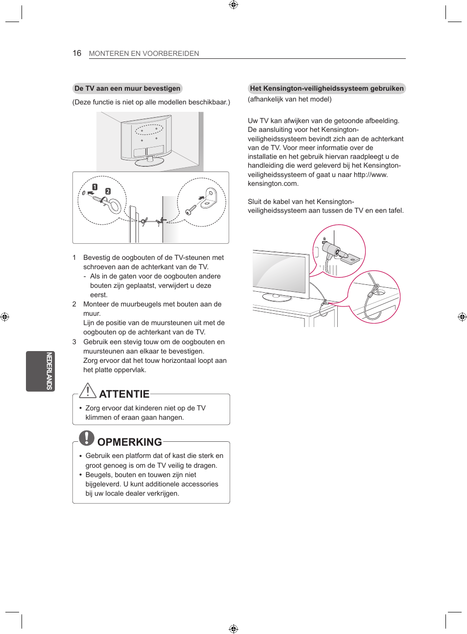 Attentie, Opmerking | LG 22LS3500-ZA User Manual | Page 152 / 198