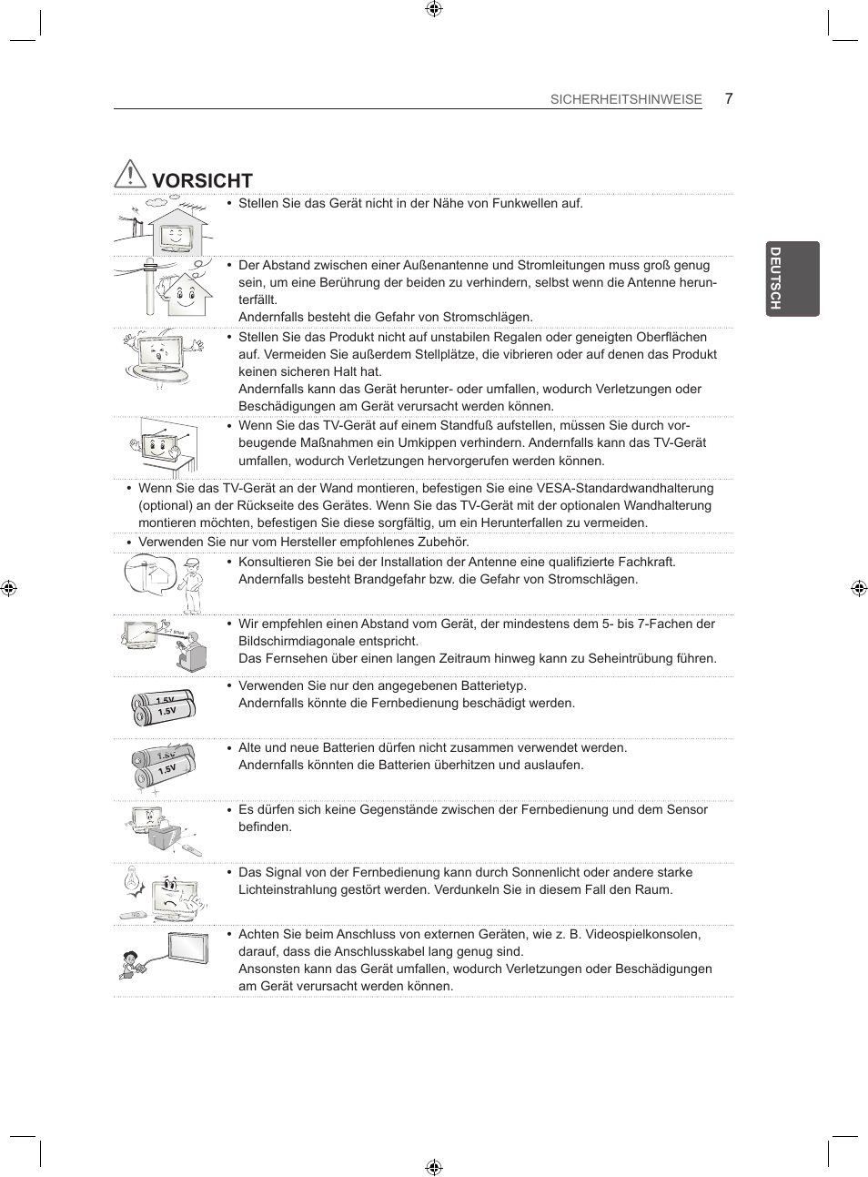 Vorsicht | LG 22LS3500-ZA User Manual | Page 37 / 198
