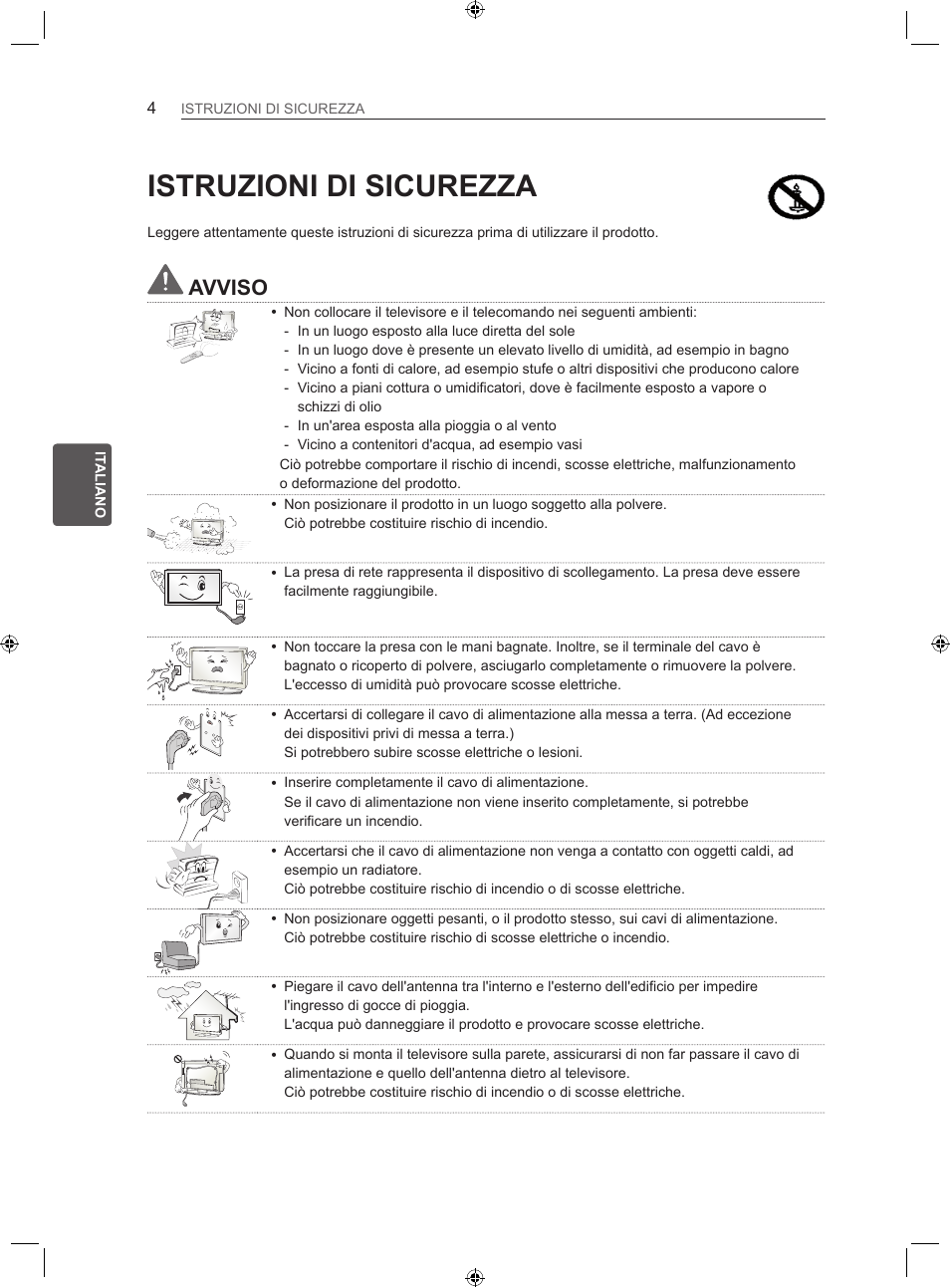 Istruzioni di sicurezza, Avviso | LG 22LS3500-ZA User Manual | Page 74 / 198
