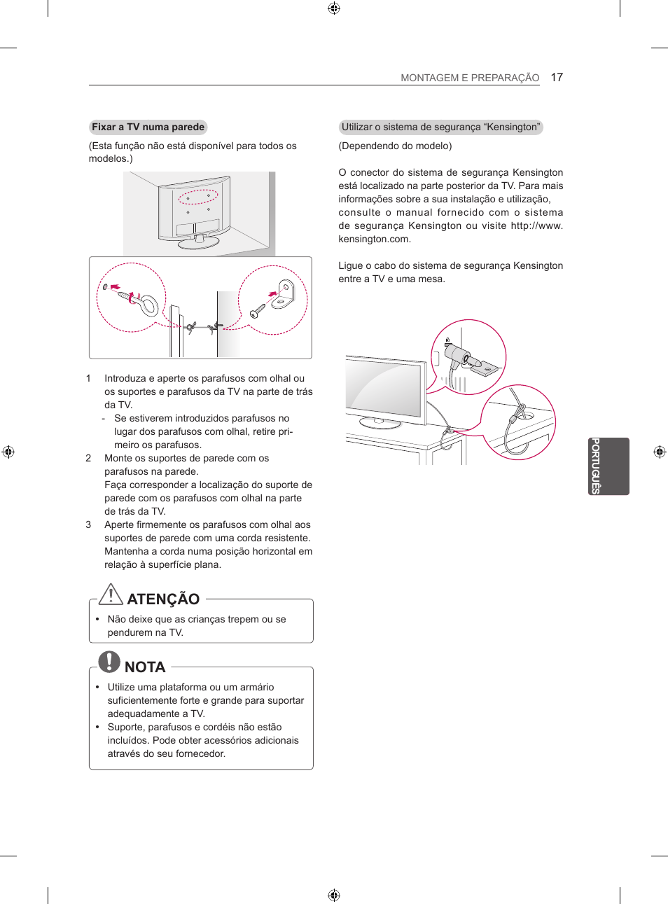 Atenção, Nota | LG 32LS3500 User Manual | Page 143 / 214