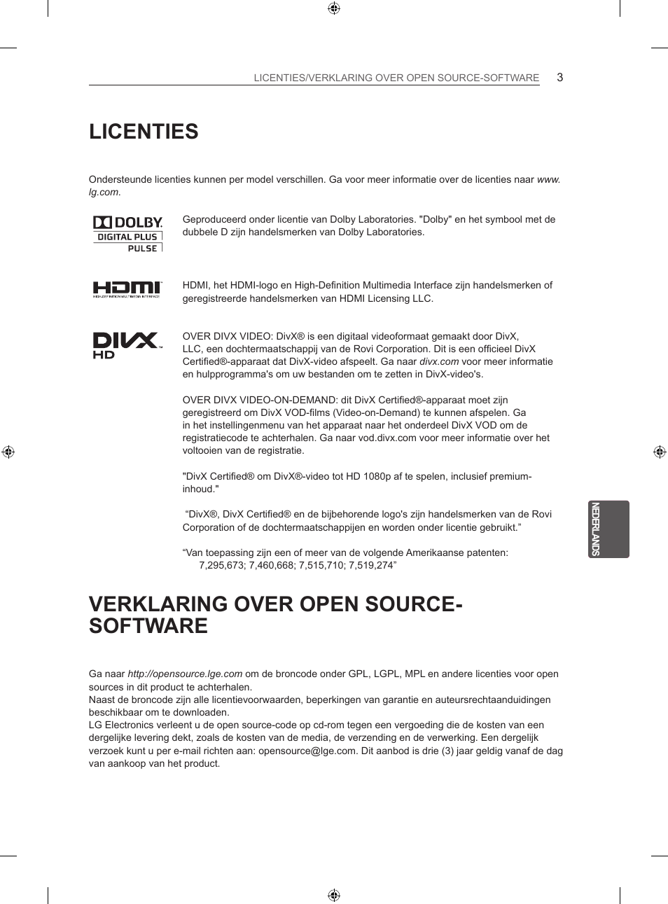 Licenties, Verklaring over open source- software | LG 32LS3500 User Manual | Page 151 / 214