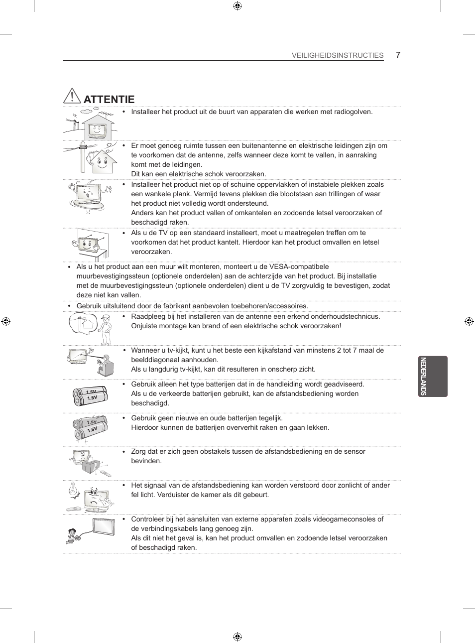 Attentie | LG 32LS3500 User Manual | Page 155 / 214