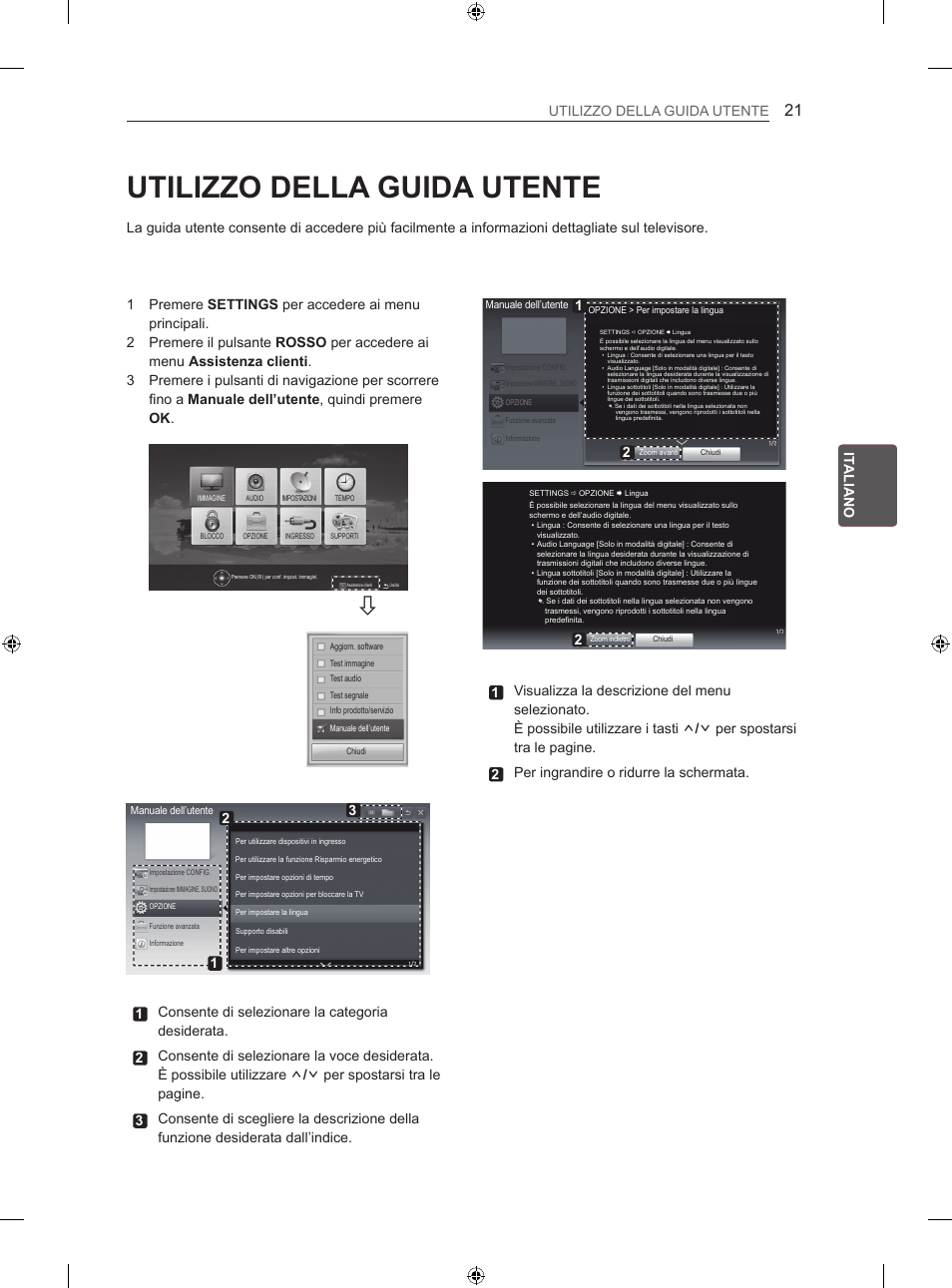 Utilizzo della guida utente, It a it aliano utilizzo della guida utente | LG 32LS3500 User Manual | Page 97 / 214