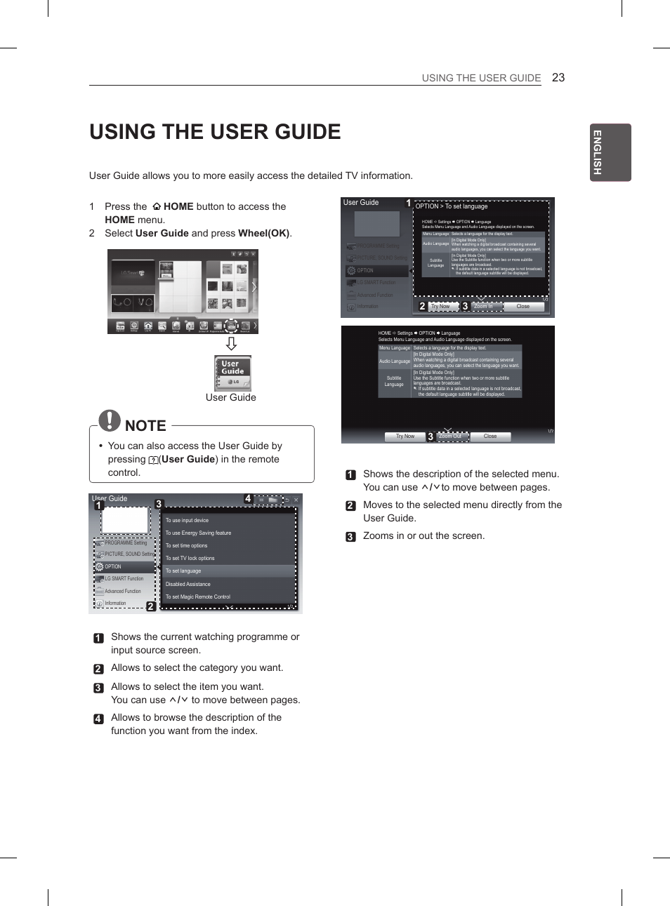 Using the user guide, User guide | LG 60PM670S User Manual | Page 29 / 102