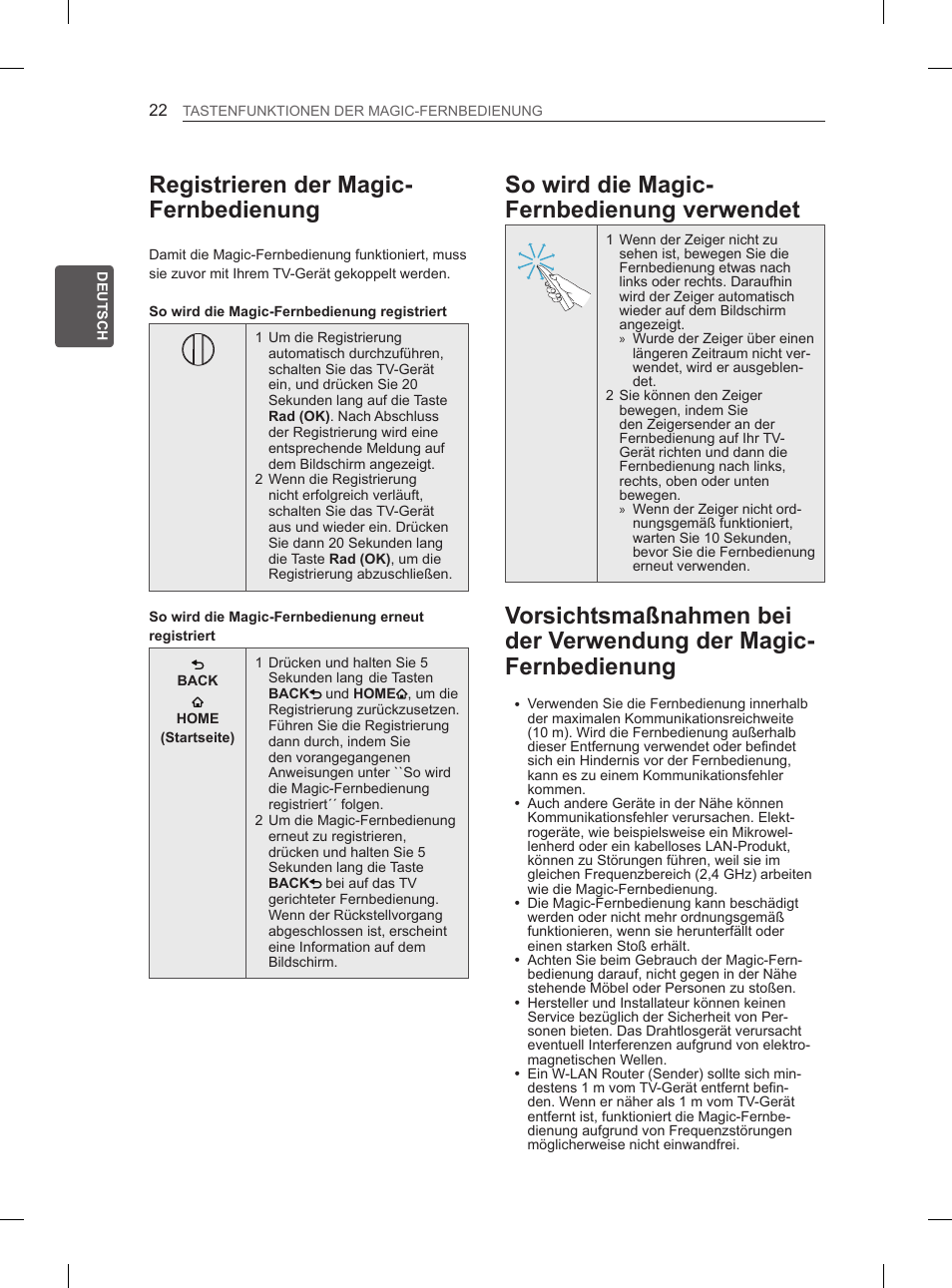 Registrieren der magic- fernbedienung, So wird die magic- fernbedienung verwendet | LG 60PM670S User Manual | Page 54 / 102