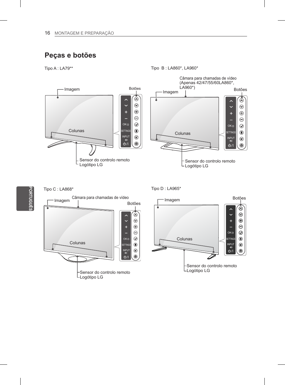 Peças e botões | LG 55LA970V User Manual | Page 217 / 331