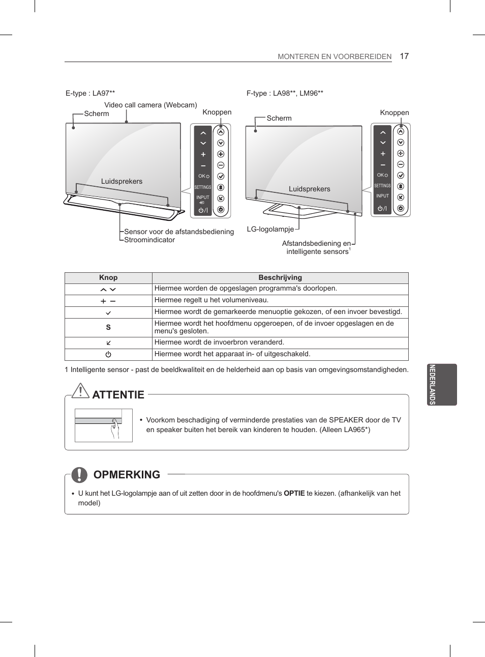 Opmerking, Attentie | LG 55LA970V User Manual | Page 248 / 331