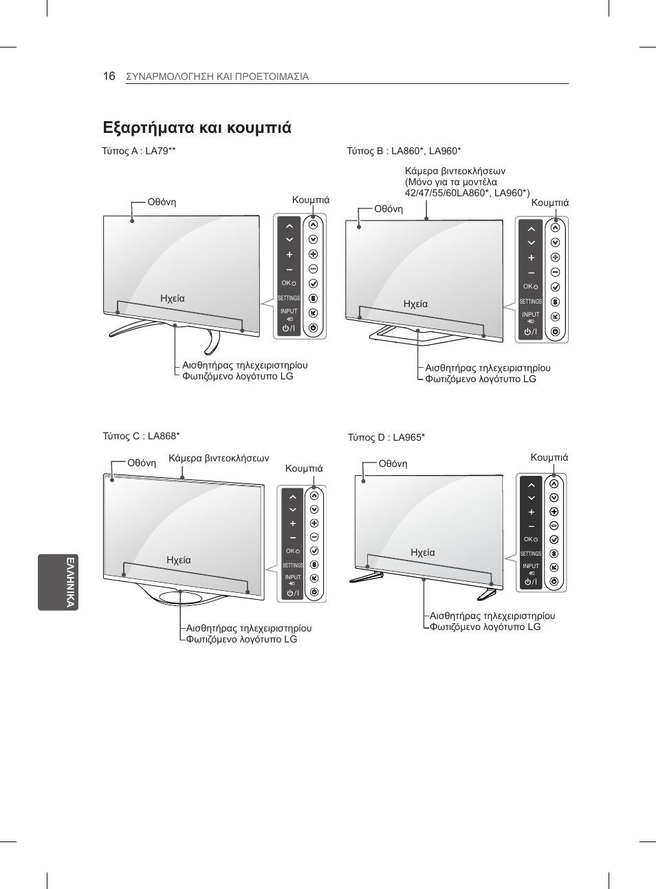 Εξαρτήματα και κουμπιά | LG 55LA970V User Manual | Page 277 / 331