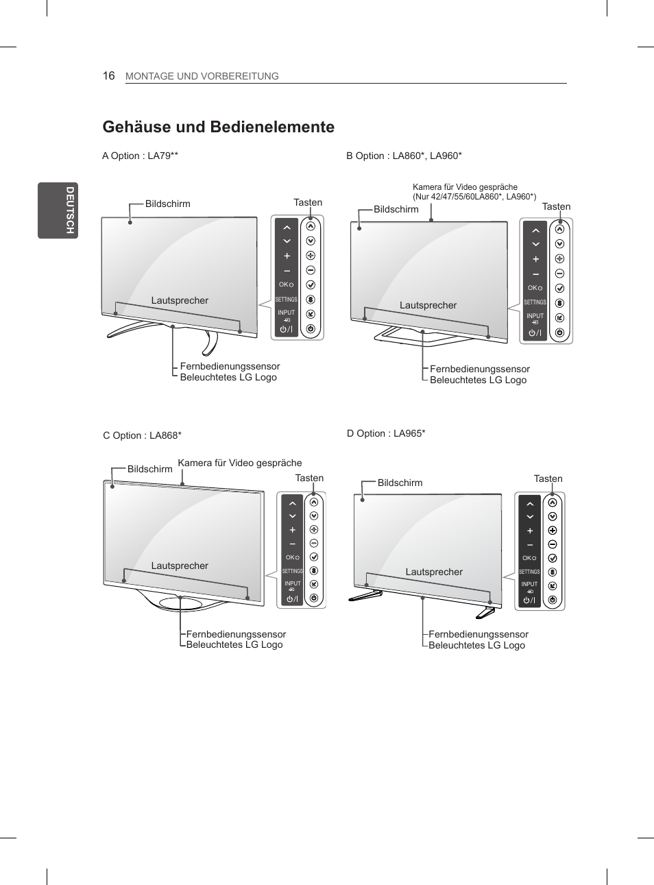 Gehäuse und bedienelemente | LG 55LA970V User Manual | Page 91 / 331