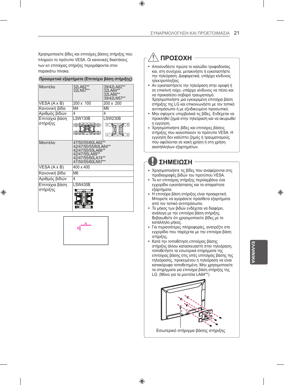 Προσοχη, Σημειωση | LG 60LA620S User Manual | Page 248 / 331