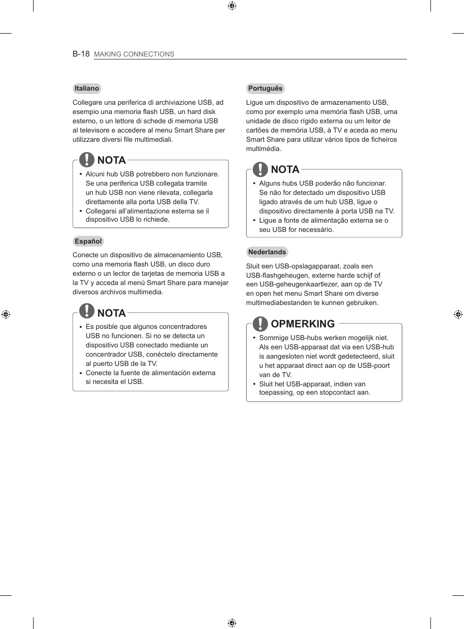 Nota, Opmerking | LG 60LA620S User Manual | Page 305 / 331