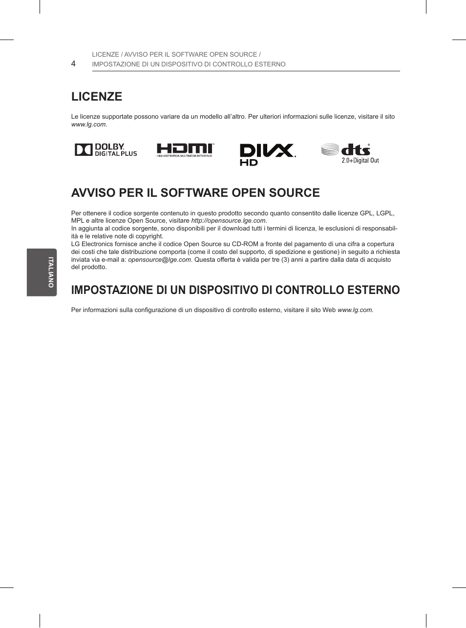 Licenze, Avviso per il software open source | LG 55UB950V User Manual | Page 147 / 355