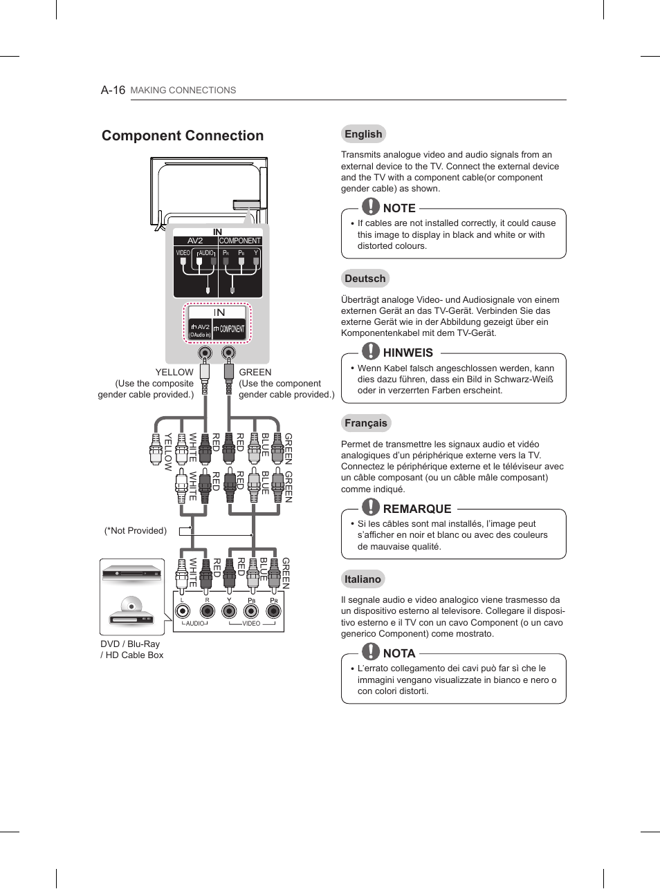 Component connection | LG 55UB950V User Manual | Page 19 / 355