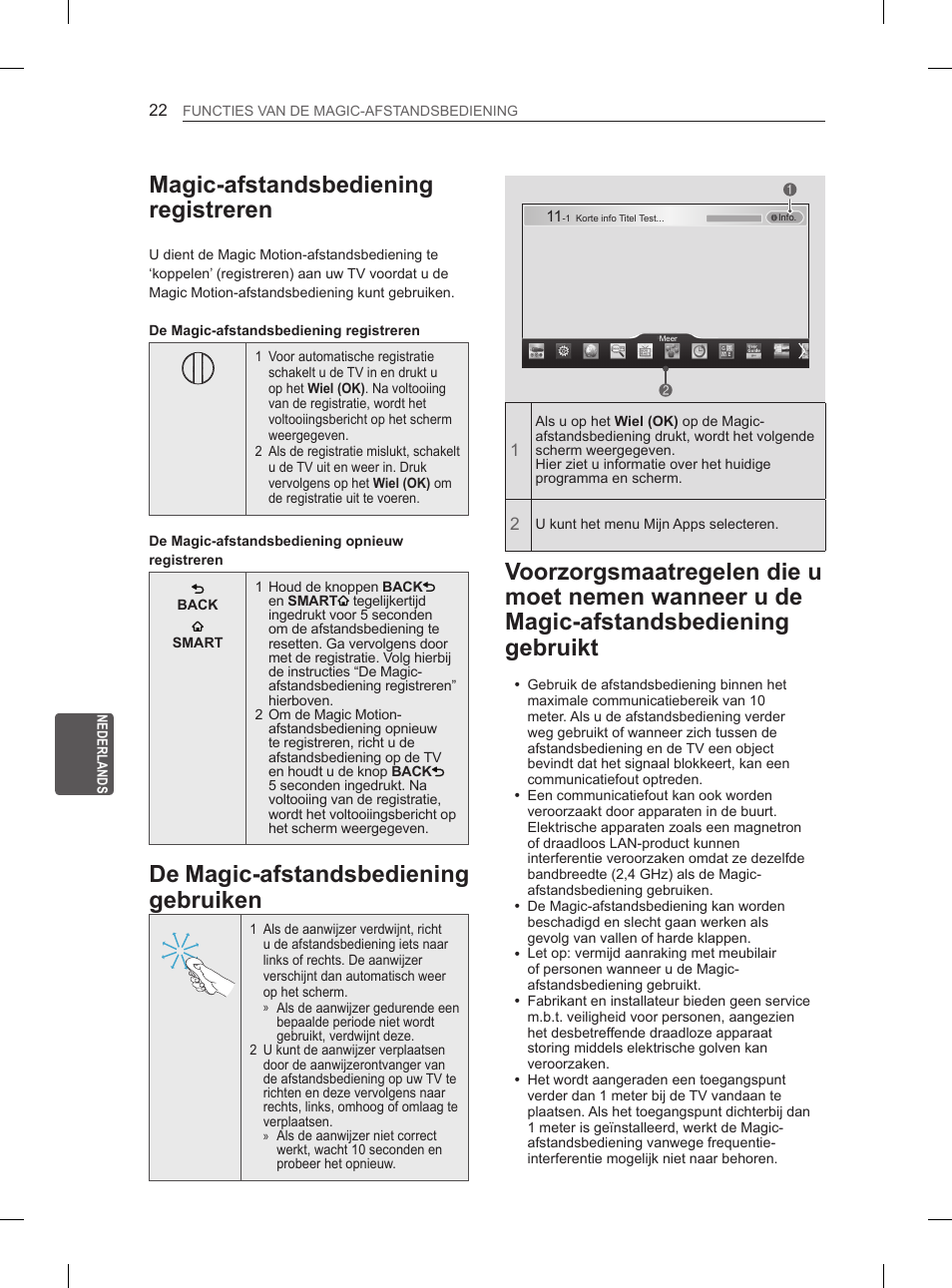 Magic-afstandsbediening registreren, De magic-afstandsbediening gebruiken | LG 50PH670S User Manual | Page 185 / 275