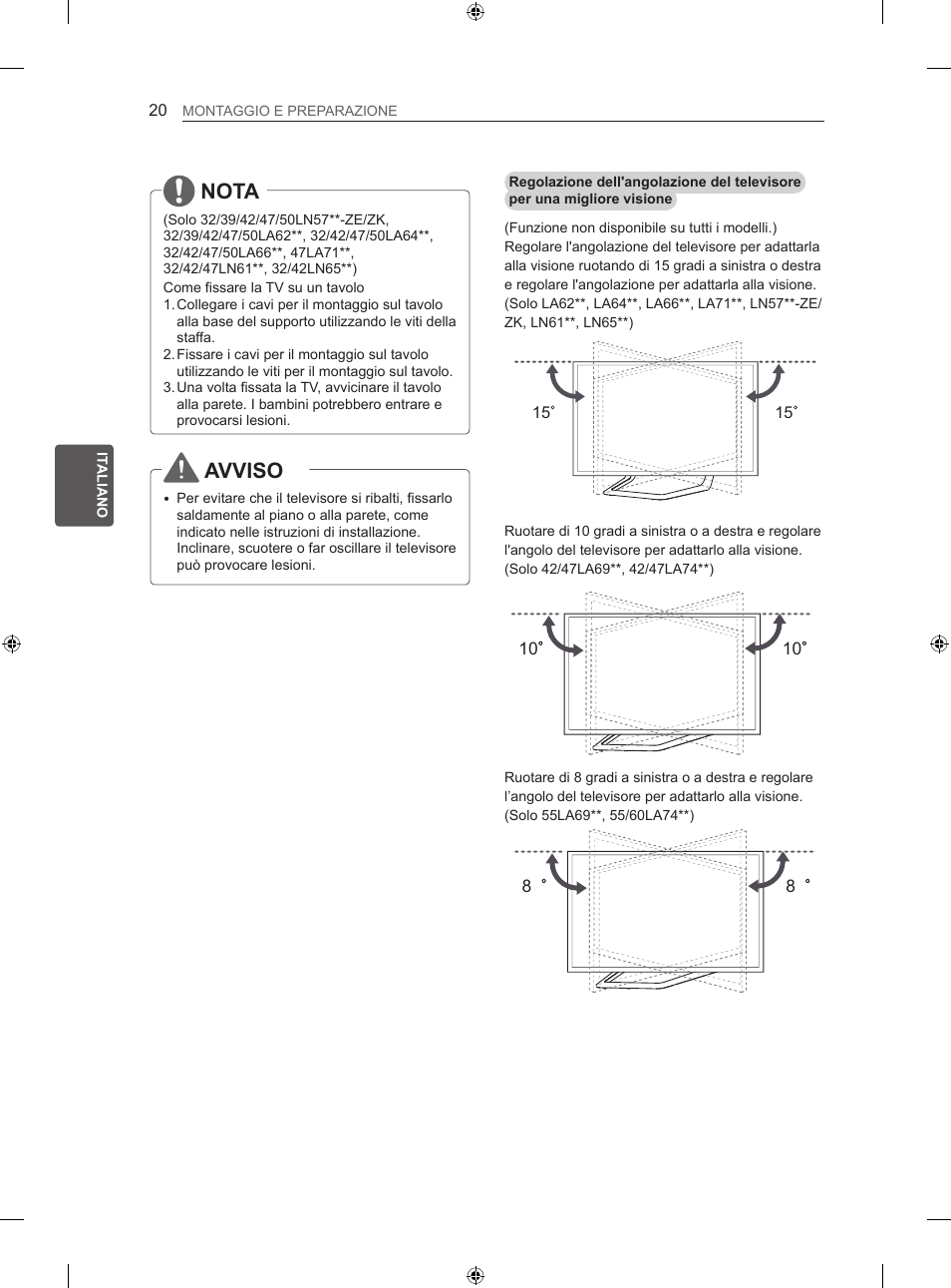 Nota, Avviso | LG 42LN570S User Manual | Page 151 / 335