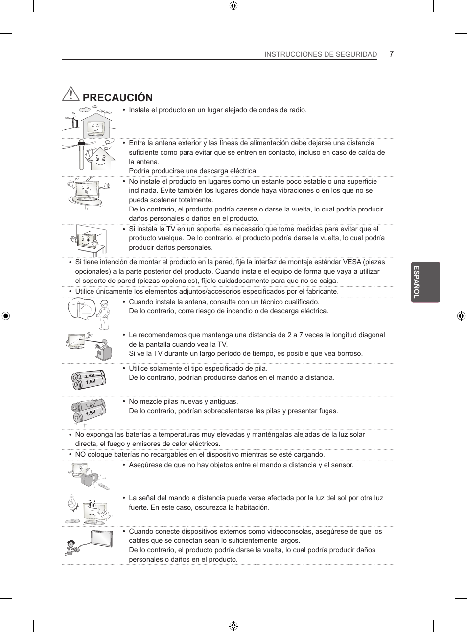 Precaución | LG 42LN570S User Manual | Page 178 / 335