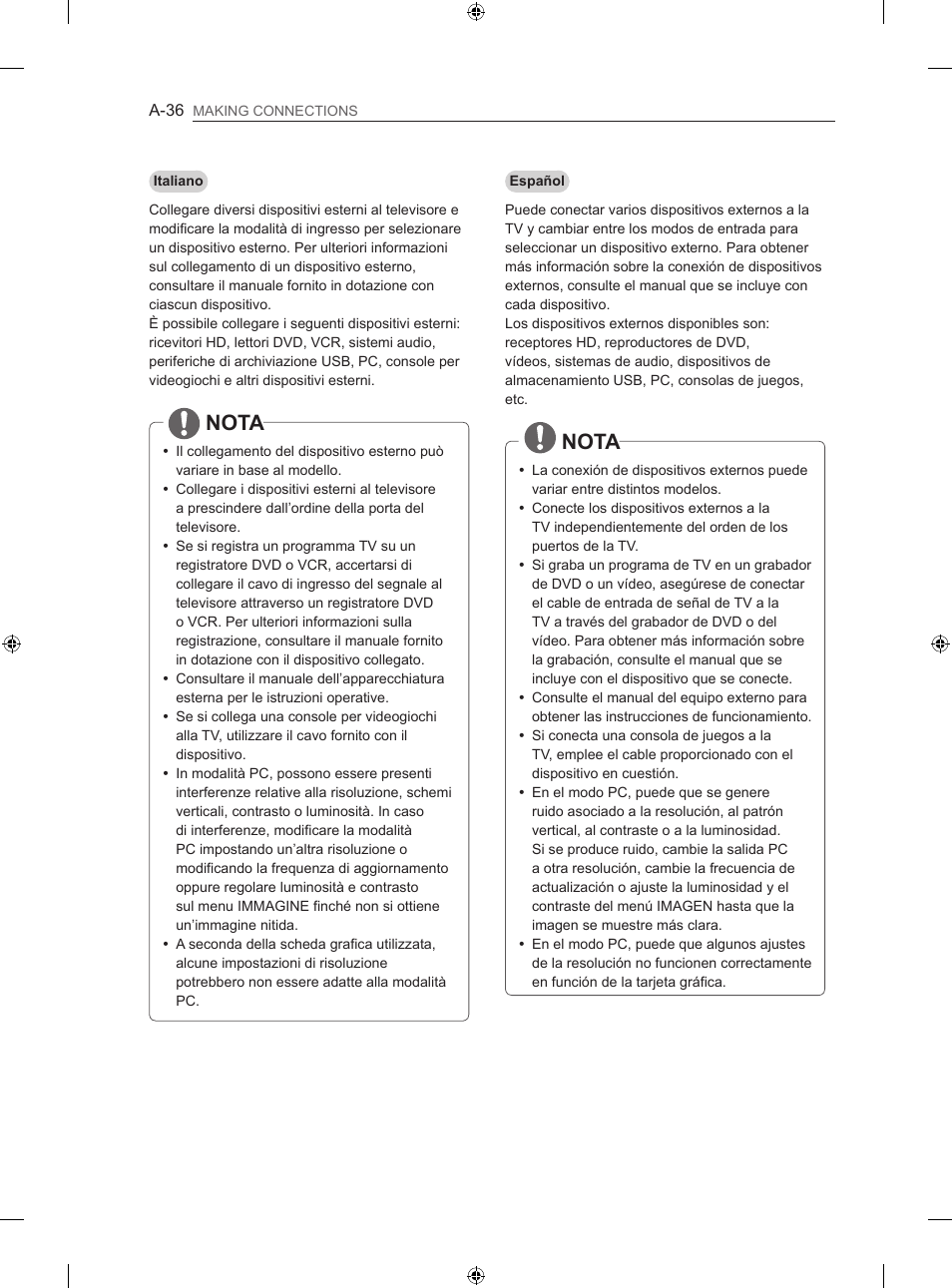 Nota | LG 42LN570S User Manual | Page 39 / 335