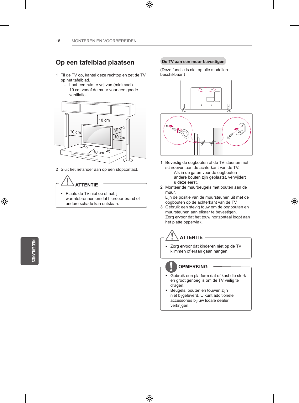 Op een tafelblad plaatsen | LG 47LB5700 User Manual | Page 180 / 236