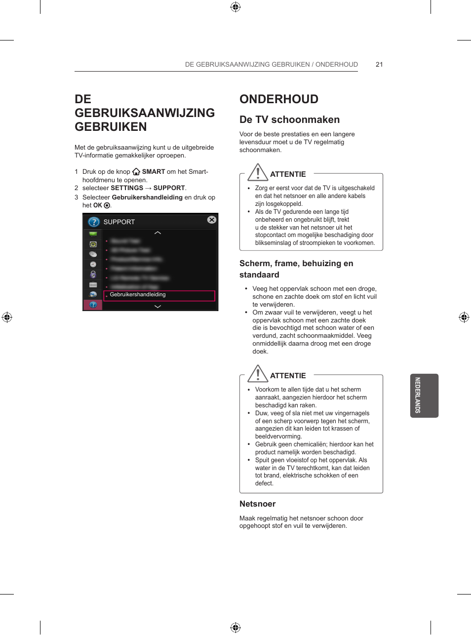 De gebruiksaanwijzing gebruiken, Onderhoud, De tv schoonmaken | LG 47LB5700 User Manual | Page 185 / 236