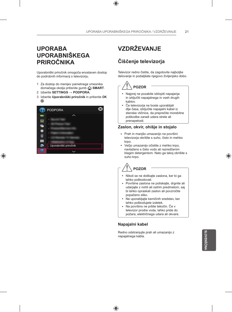 Uporaba uporabniškega priročnika, Vzdrževanje, Čiščenje televizorja | LG 47LB5700 User Manual | Page 229 / 236