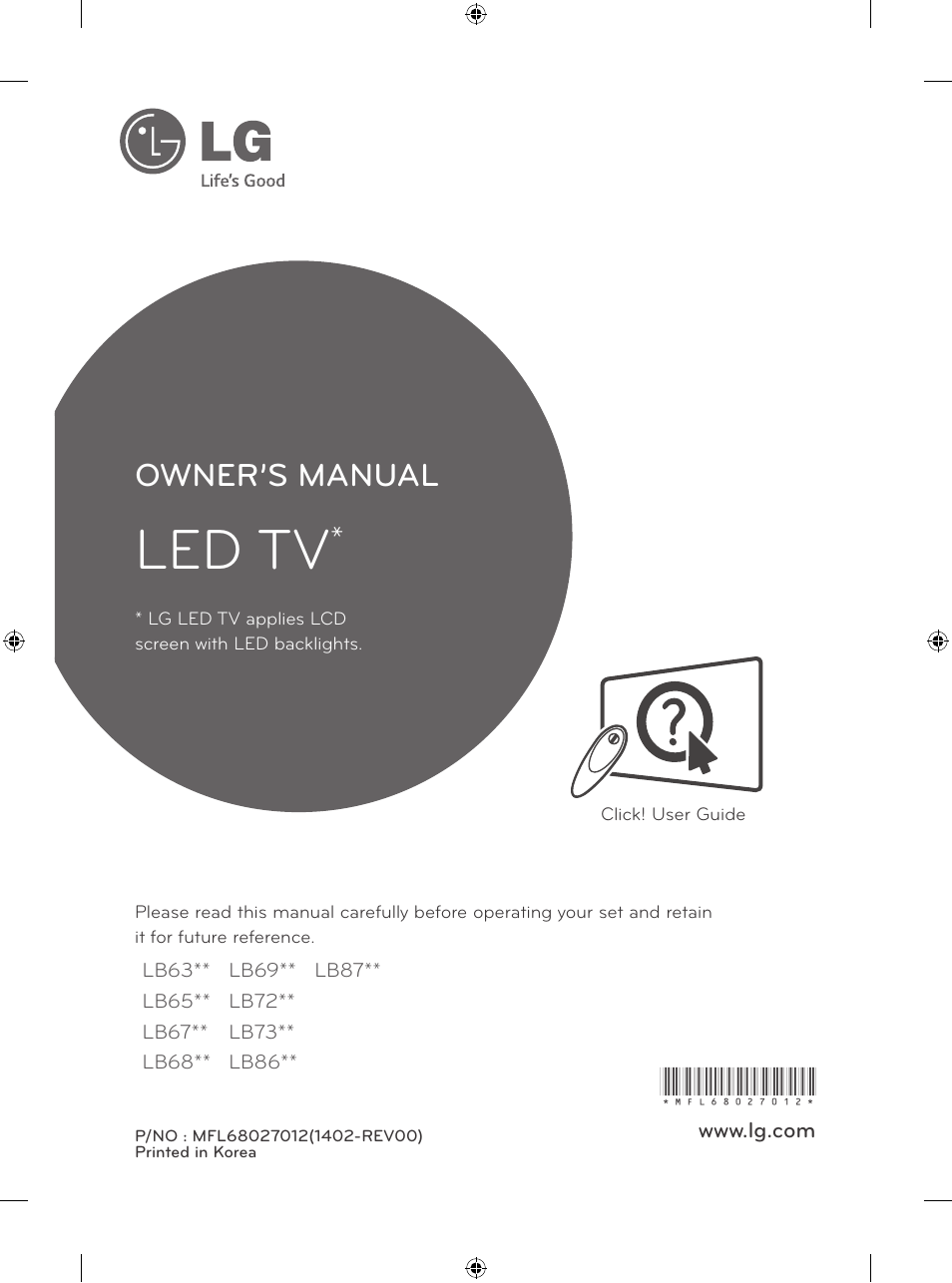 LG 42LB670V User Manual | 356 pages