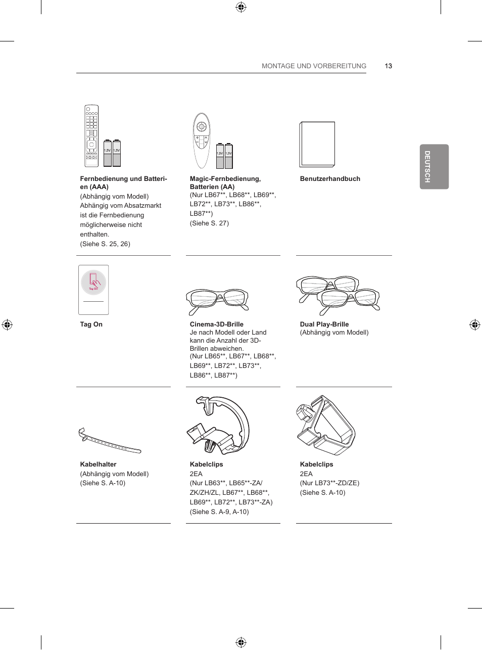 Installationsverfahren, Montage und vorbereitung, Auspacken | LG 42LB670V User Manual | Page 91 / 356