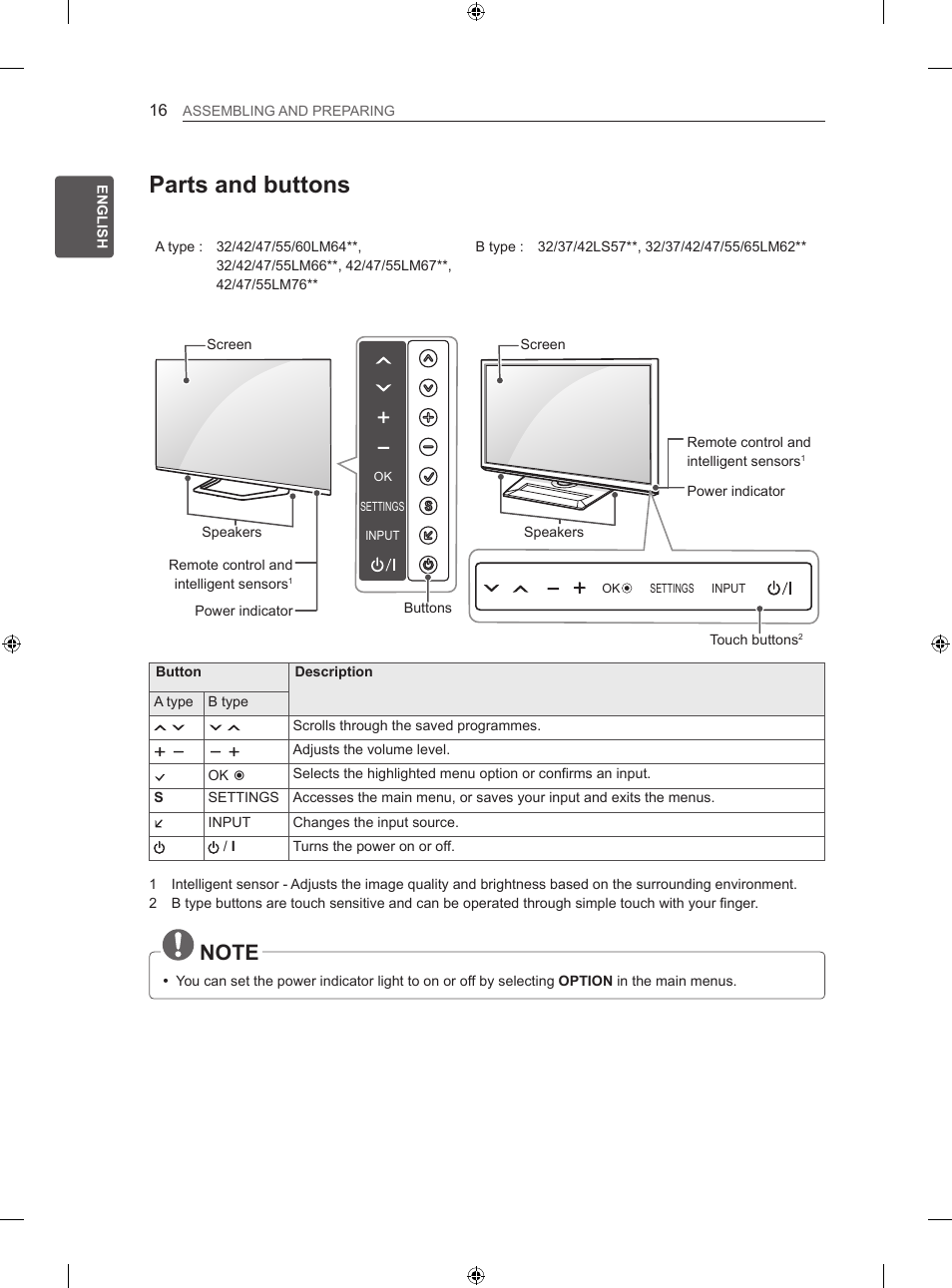 Parts and buttons | LG 55LM670S User Manual | Page 24 / 309