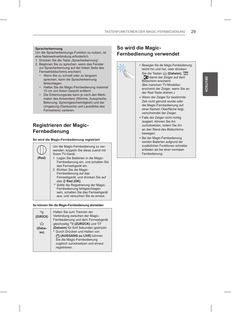 Registrieren der magic- fernbedienung, So wird die magic- fernbedienung verwendet | LG 65UB950V User Manual | Page 106 / 359