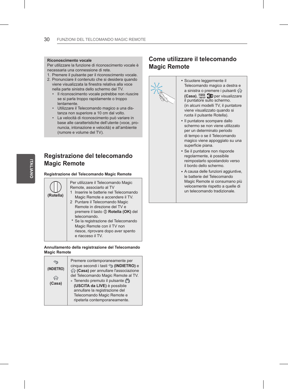 Registrazione del telecomando magic remote, Come utilizzare il telecomando magic remote | LG 65UB950V User Manual | Page 175 / 359