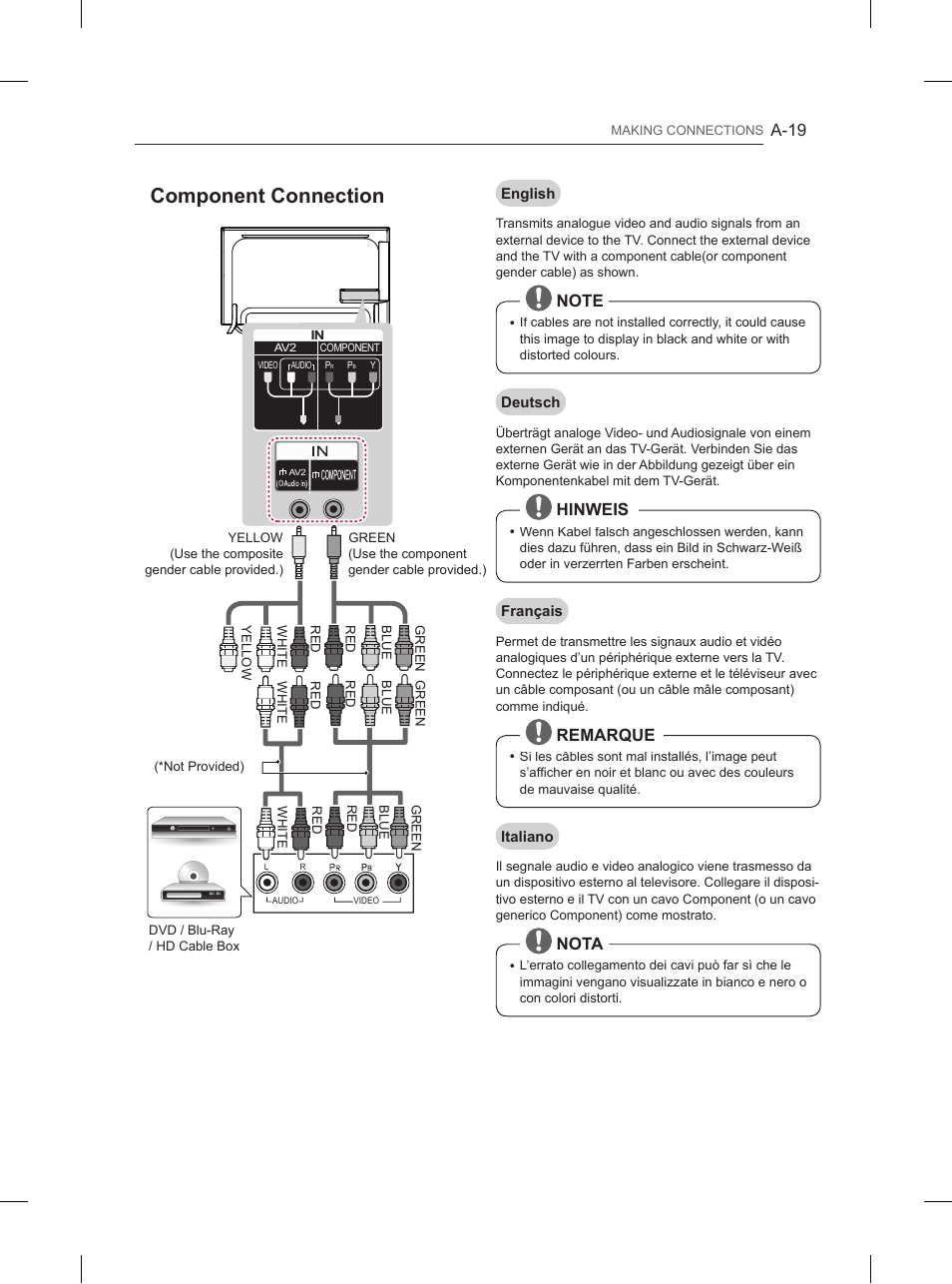 Component connection | LG 65UB950V User Manual | Page 22 / 359