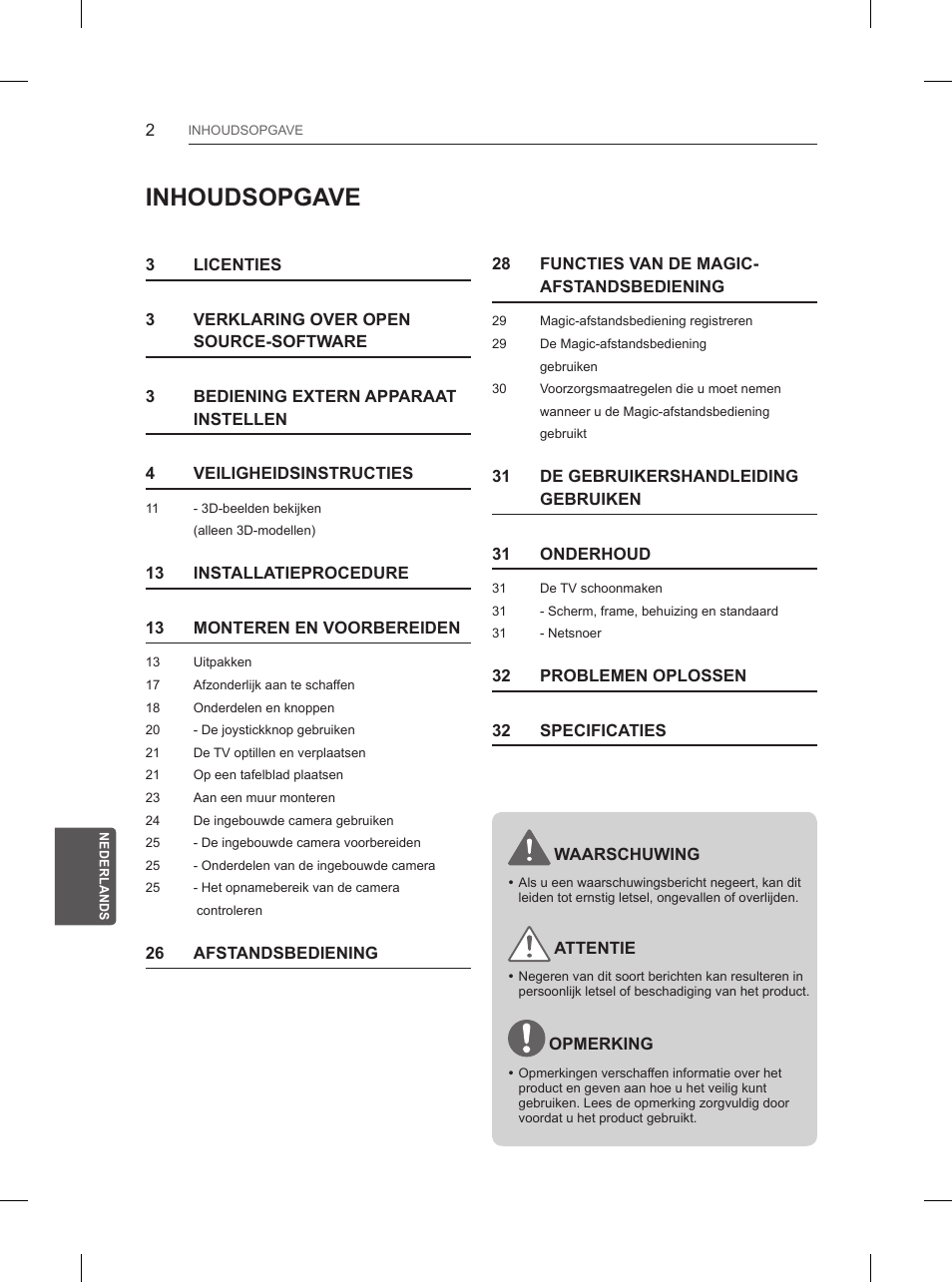 Inhoudsopgave | LG 65UB950V User Manual | Page 253 / 359