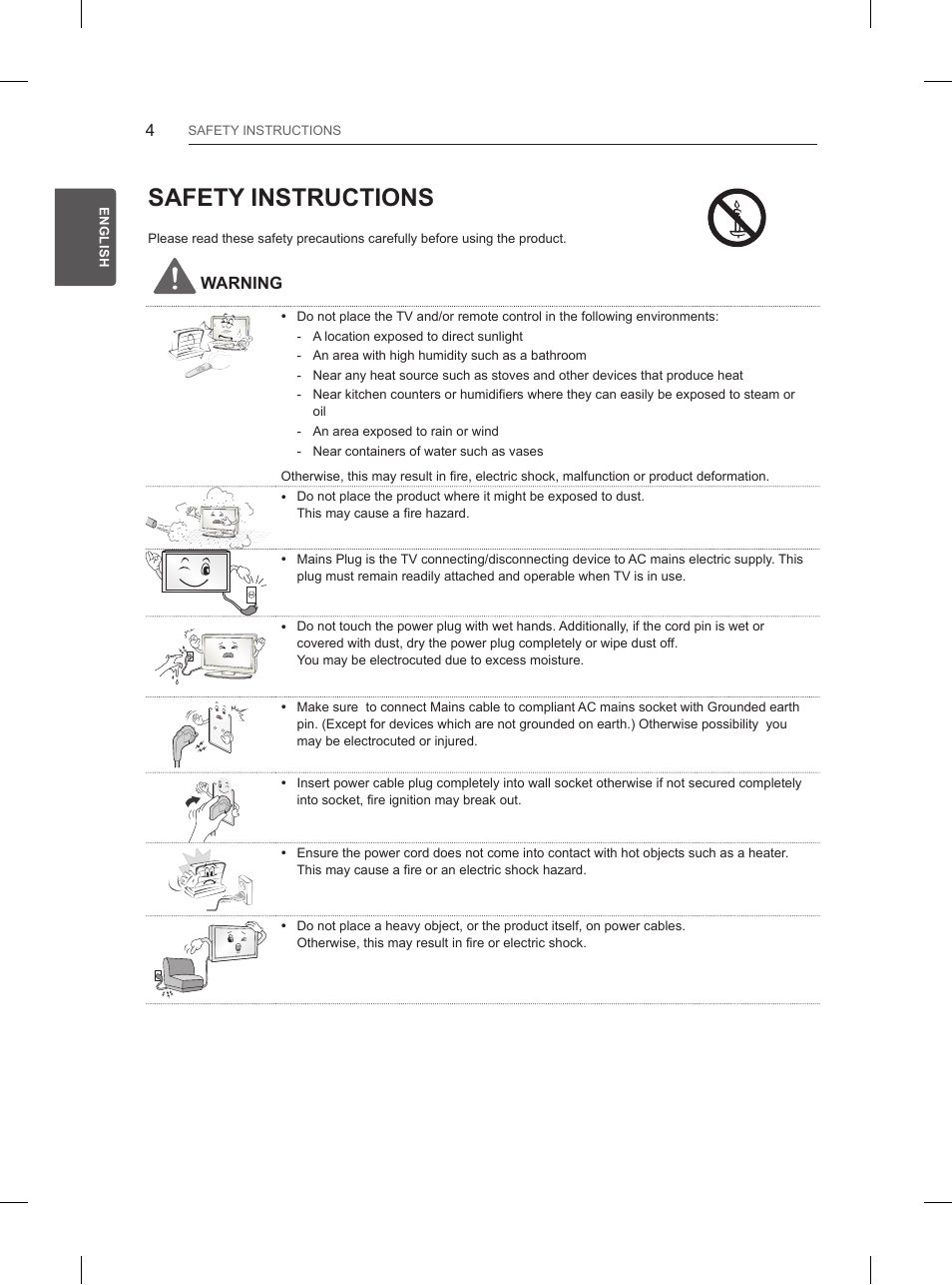 Safety instructions | LG 65UB950V User Manual | Page 47 / 359