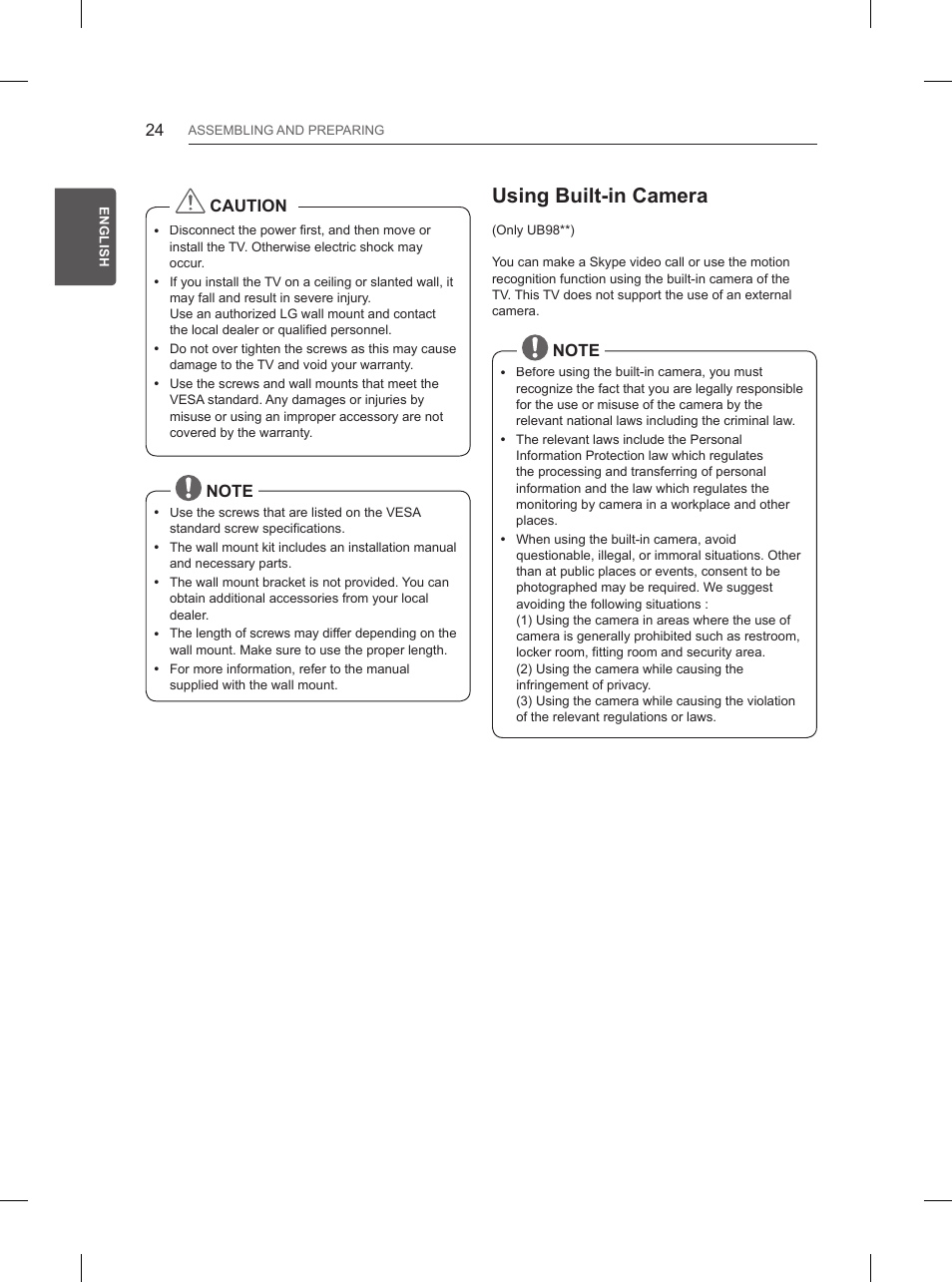 Using built-in camera | LG 65UB950V User Manual | Page 67 / 359