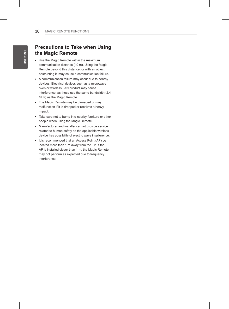 Precautions to take when using the magic remote | LG 65UB950V User Manual | Page 73 / 359