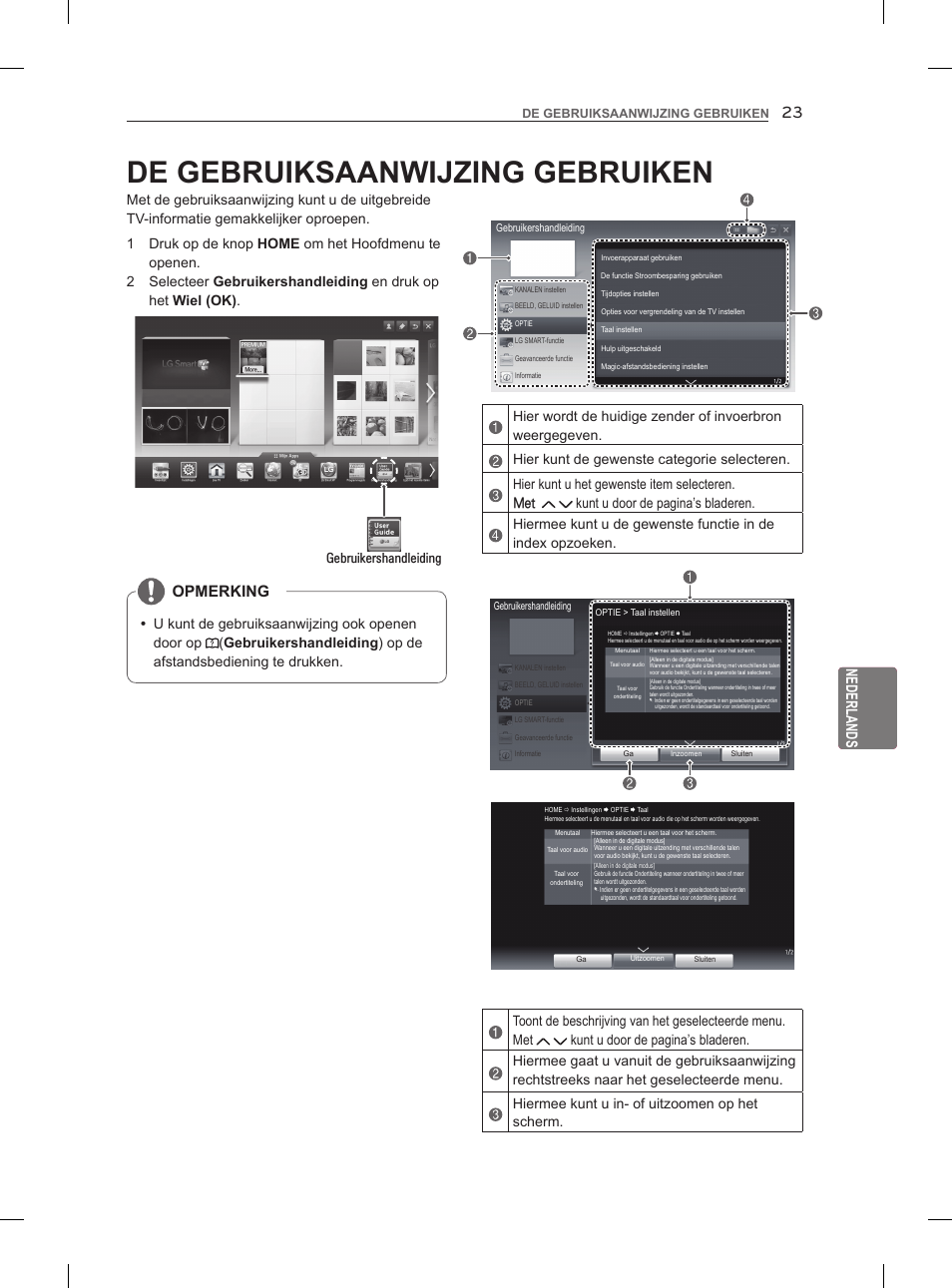 Nederlands, Opmerking, Gebruikershandleiding | De gebruiksaanwijzing gebruiken | LG 47LM960V User Manual | Page 195 / 260