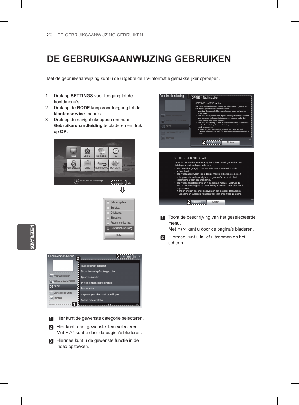 De gebruiksaanwijzing gebruiken, Dut ne de rl an ds de gebruiksaanwijzing gebruiken | LG 42LS3400 User Manual | Page 166 / 237