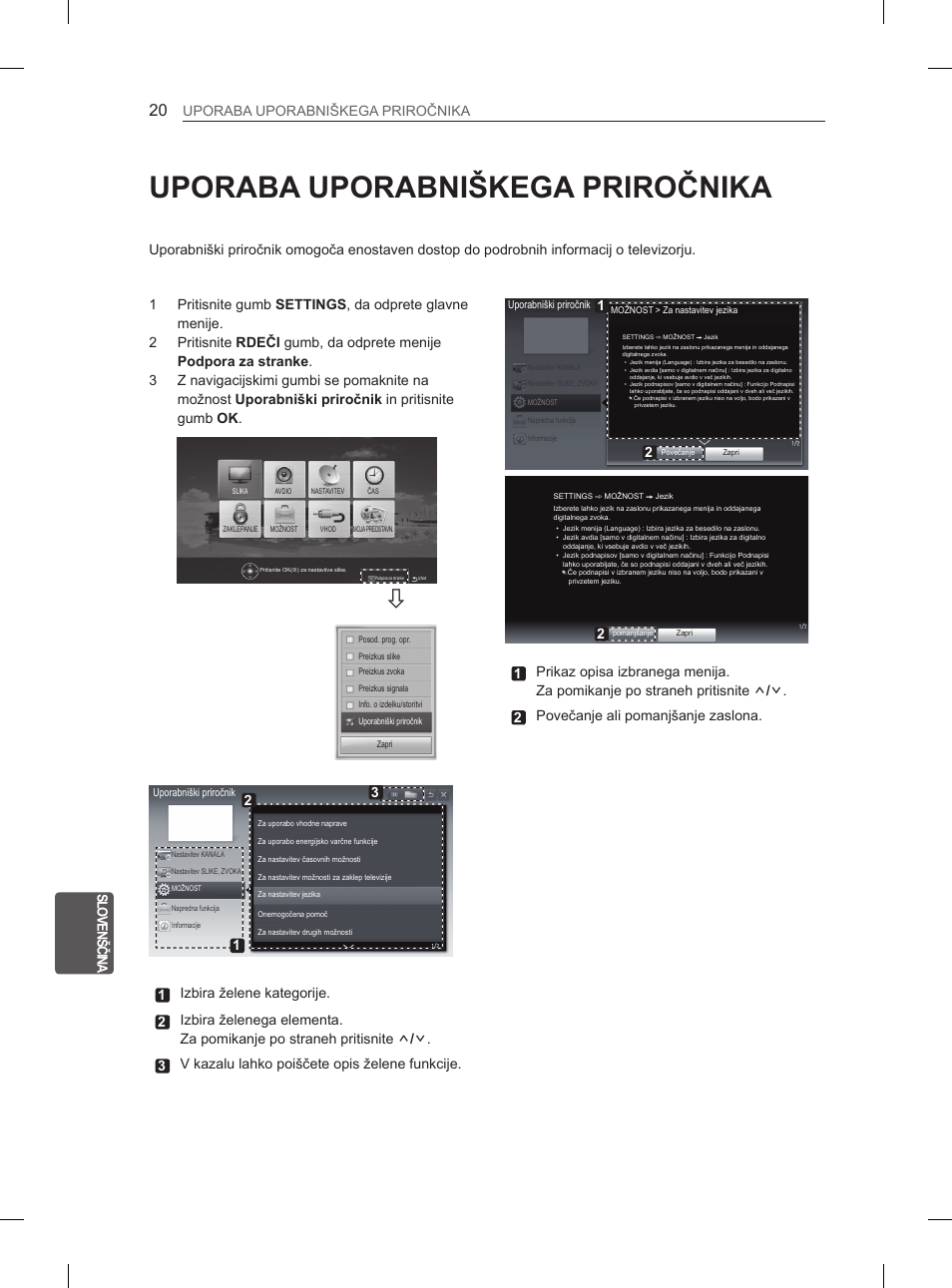 Uporaba uporabniškega priročnika, Sl ov en šč ina uporaba uporabniškega priročnika | LG 42LS3400 User Manual | Page 210 / 237