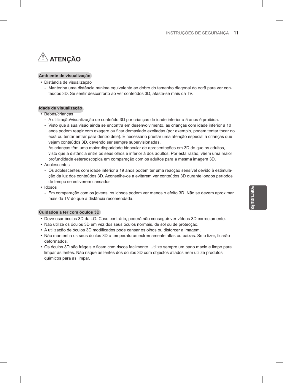 Atenção | LG 42LS570S User Manual | Page 165 / 276