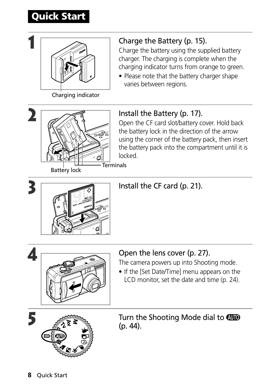 Quick start | Canon PowerShot S30 User Manual | Page 10 / 163