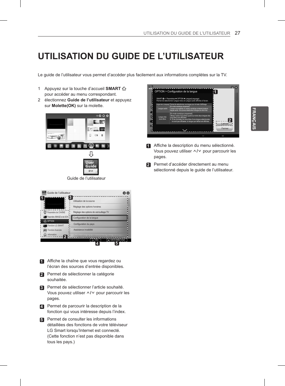 Utilisation du guide de l’utilisateur | LG 55EA880V User Manual | Page 123 / 316