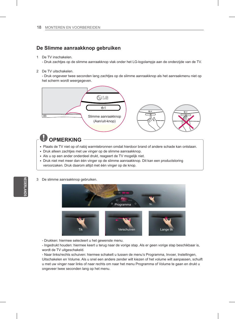 Opmerking, De slimme aanraakknop gebruiken | LG 55EA880V User Manual | Page 238 / 316
