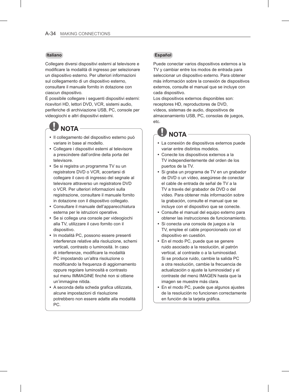 Nota | LG 55EA880V User Manual | Page 34 / 316