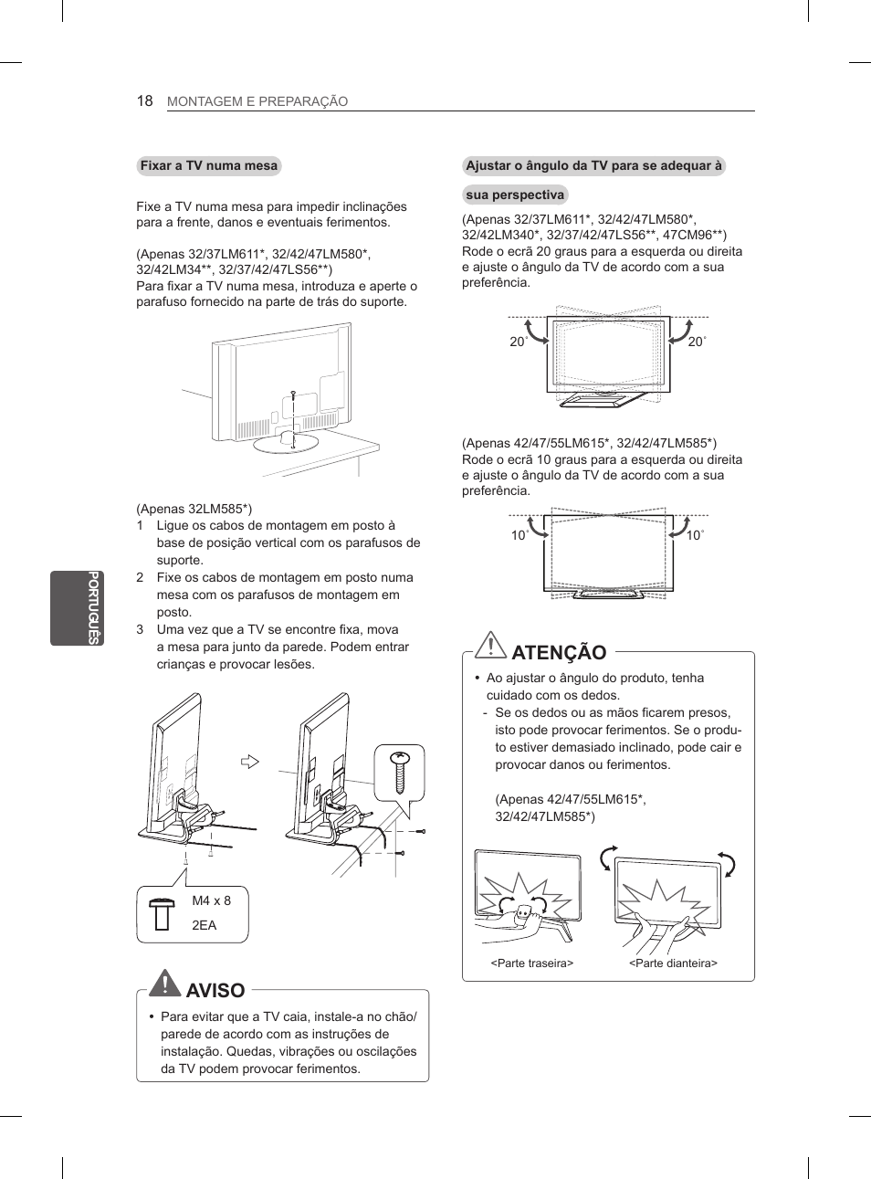 Aviso, Atenção | LG 47LM615S User Manual | Page 150 / 261