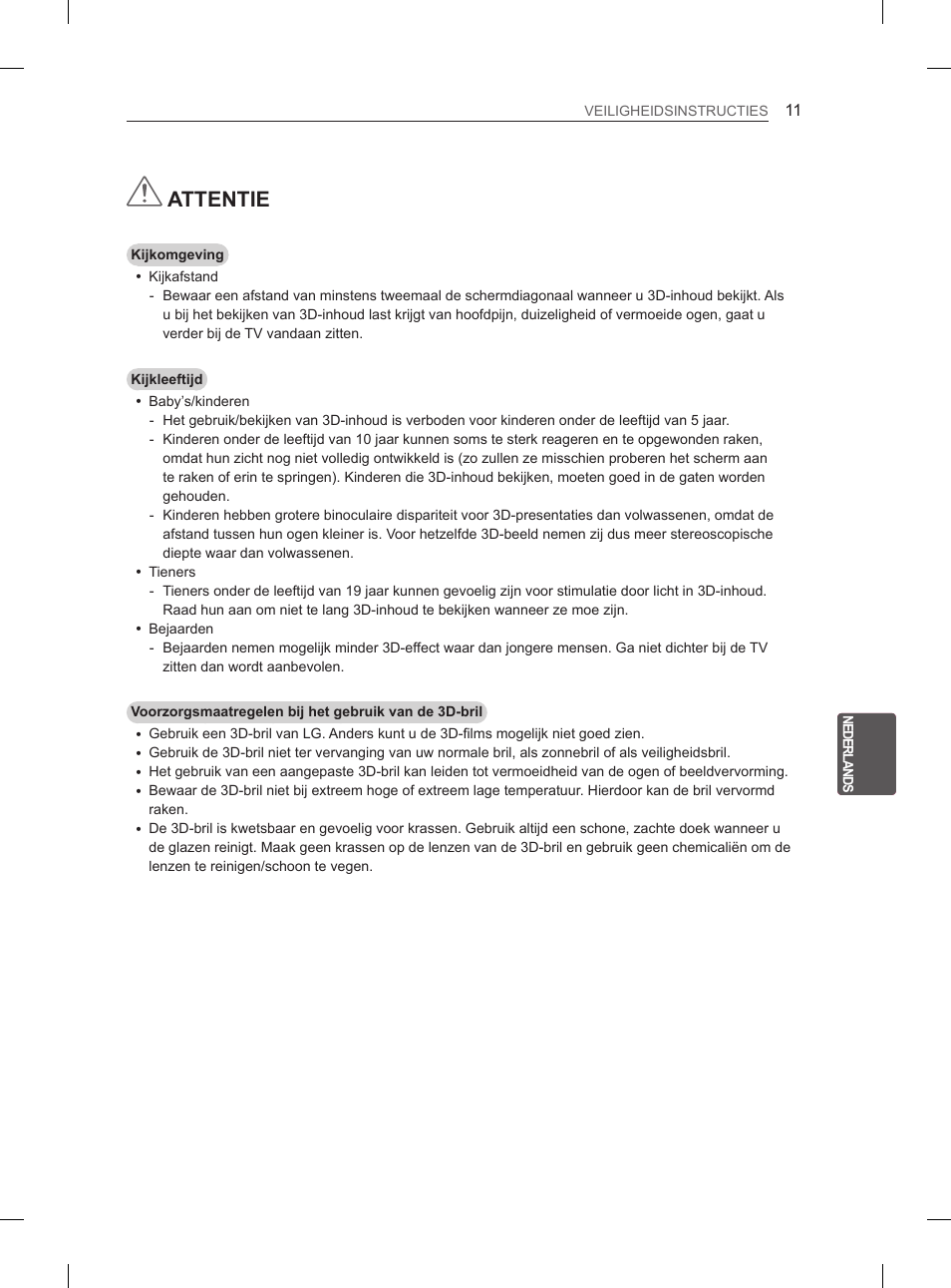 Attentie | LG 47LM615S User Manual | Page 167 / 261