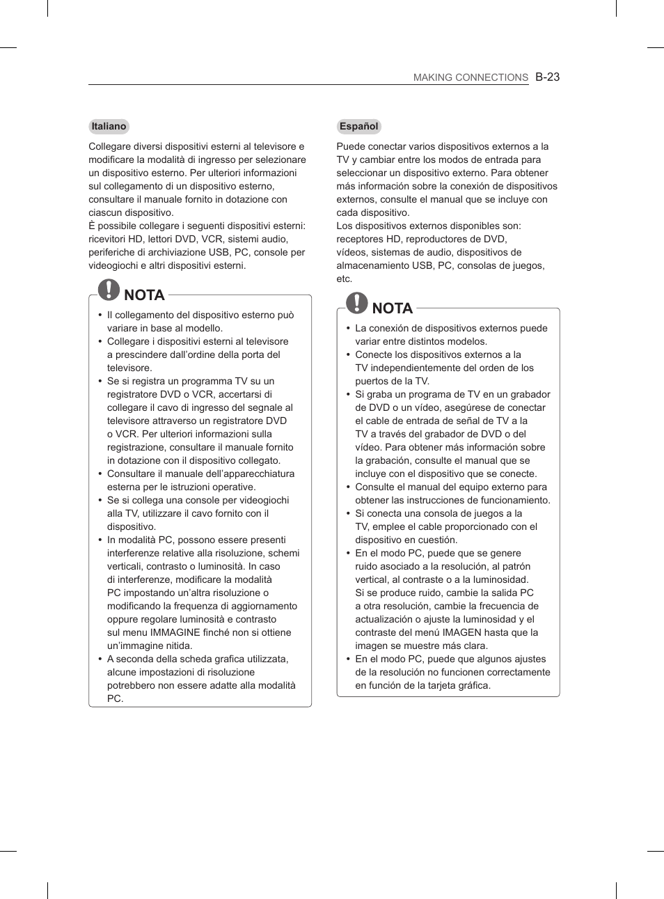 Nota | LG 47LM615S User Manual | Page 251 / 261